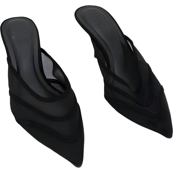 INC International Concepts Gerarda Mesh Heeled Mules Black Pointed Toe US 7M - Picture 1 of 6